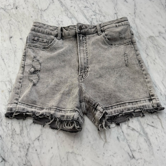 Vervet Pants - Vervet Jean Shorts Size XL (12-14) Black Acid HI Rise Denim Distressed Destroyed